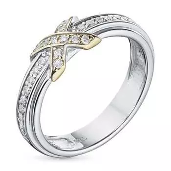 Классическое кольцо из комбинированного золота с бриллиантами э1001кц12210112