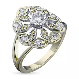 Кольцо из комбинированного золота с бриллиантами э1001кц09198490