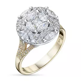 Кольцо из комбинированного золота с бриллиантами э1001кц06210602