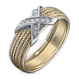 Кольцо из комбинированного золота с бриллиантом э1001кц04165200