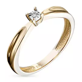 Кольцо из комбинированного золота с бриллиантом э1001кц08200117