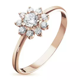 Кольцо из красного золота с бриллиантами э02к011597