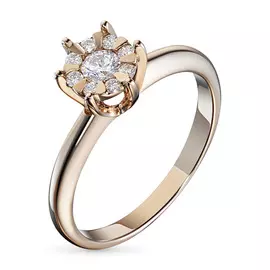 Кольцо из красного золота с бриллиантами э0201кц04201606