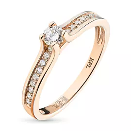 Кольцо из красного золота с бриллиантами э02к041818