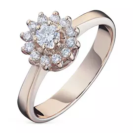 Кольцо из красного золота с бриллиантами э0201кц04202942