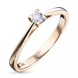 Кольцо из красного золота с бриллиантом э0201кц10153900