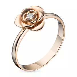 Кольцо из красного золота с бриллиантом э0201кц04200870