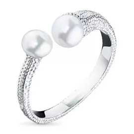 Кольцо из серебра с жемчугом культивированным и жемчугом э0610кц10200383