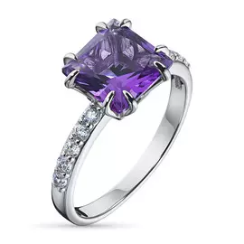 Кольцо из серебра с аметистом и фианитом 103114-001-0019