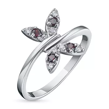 Кольцо из серебра с бриллиантами и гранатами э0619кц02203570