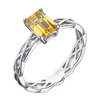 Помолвочное кольцо из серебра с цитрином э0620кц04220415