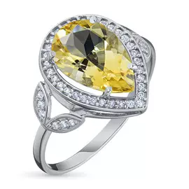 Кольцо из серебра с цитрином и фианитом э0636кц04200068