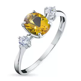 Кольцо из серебра с цитрином и фианитом э0636кц04200066