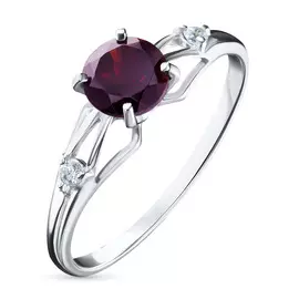 Кольцо из серебра с гранатом и фианитом э0606кц04200193