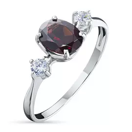 Кольцо из серебра с гранатом и фианитом э0606кц04200065