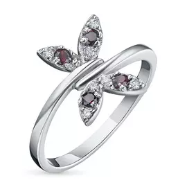 Кольцо из серебра с гранатом и бриллиантом э0619кц02203570