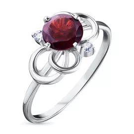 Кольцо из серебра с гранатом и фианитом э0606кц04200191
