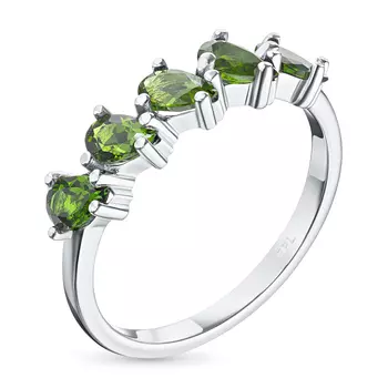 Кольцо из серебра с хромдиопсидами э0605кц06220415