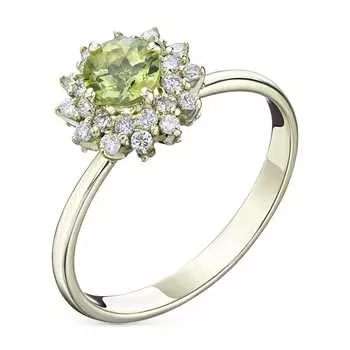 Кольцо из зелёного золота с бриллиантами и хризолитом э0762кц02210351