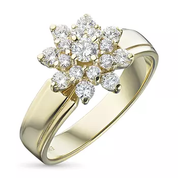 Кольцо из желтого золота с бриллиантами э0301кц09160400