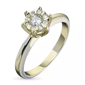 Кольцо из желтого золота с бриллиантами э0301кц04201606