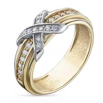 Классическое кольцо из желтого золота с бриллиантами э4801кц12210652