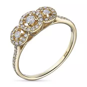 Классическое кольцо из желтого золота с бриллиантами э0301кц01192800