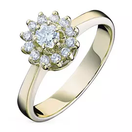 Кольцо из желтого золота с бриллиантами э0301кц04202942