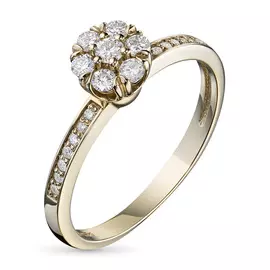 Кольцо из желтого золота с бриллиантами э03к081895