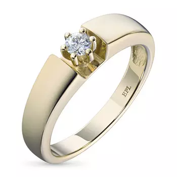 Классическое кольцо из желтого золота с бриллиантом э0301кц08186200