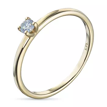 Кольцо из желтого золота с бриллиантом э0301кц04160500