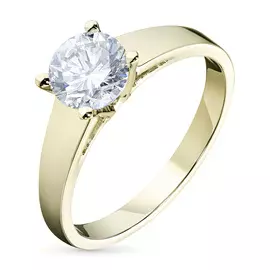 Кольцо из желтого золота с бриллиантом э03к030802