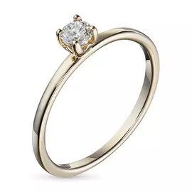 Кольцо из желтого золота с бриллиантом э03к041602