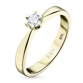 Кольцо из желтого золота с бриллиантом э0301кц12150900