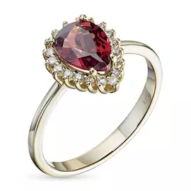 Кольцо из желтого золота с бриллиантом и гранатом э0340кц12200411