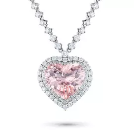 Колье из белого золота с бриллиантами и морганитом э0925кл02210451