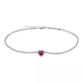 Колье из белого золота с бриллиантами и рубином э0939кл01210408