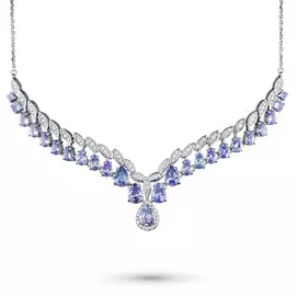 Колье из белого золота с бриллиантами и танзанитами э0942кл11200468