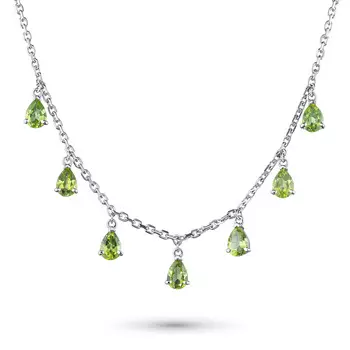 Колье из серебра с хризолитами э0611кл02220418