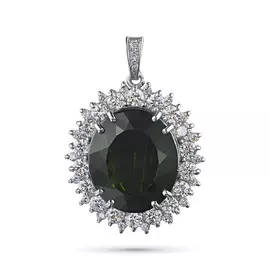 Подвеска из белого золота с бриллиантами и хромдиопсидом э0915пд12194540