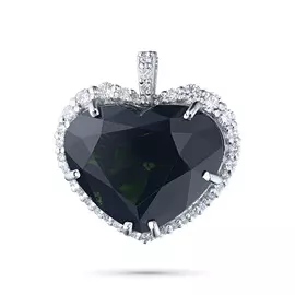 Подвеска из белого золота с бриллиантами и хромдиопсидом эк09пСердце-Х