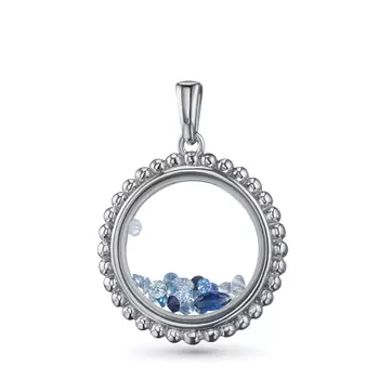 Подвеска из белого золота с бриллиантами, турмалинами, сапфировым стеклом и изумрудами э4781пд07240373