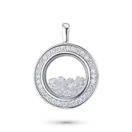 Подвеска из белого золота с, бриллиантом и сапфировым стеклом э09п041812