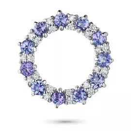 Подвеска из белого золота с бриллиантом и танзанитом э0942пд01180100