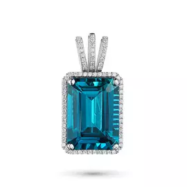 Подвеска из белого золота с бриллиантами и топазом э0943пд04200402