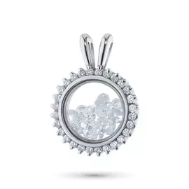 Подвеска из белого золота с бриллиантом, сапфировым стеклом э09п031848