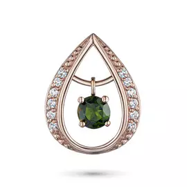 Подвеска из красного золота с бриллиантом и хромдиопсидом э0215пд11194360