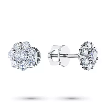 Пусеты из белого золота с бриллиантами э0901пс04203044