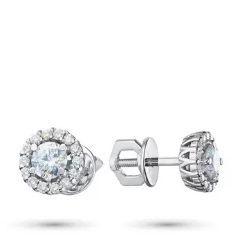 Пусеты из белого золота с бриллиантами э0901пс07210002