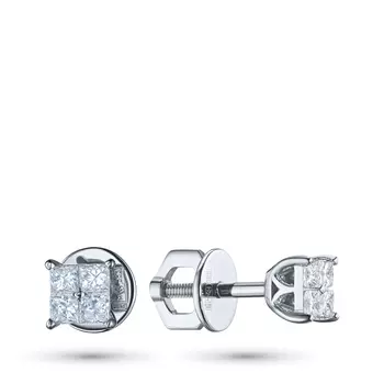 Пусеты из белого золота с бриллиантами э4001пс08220008